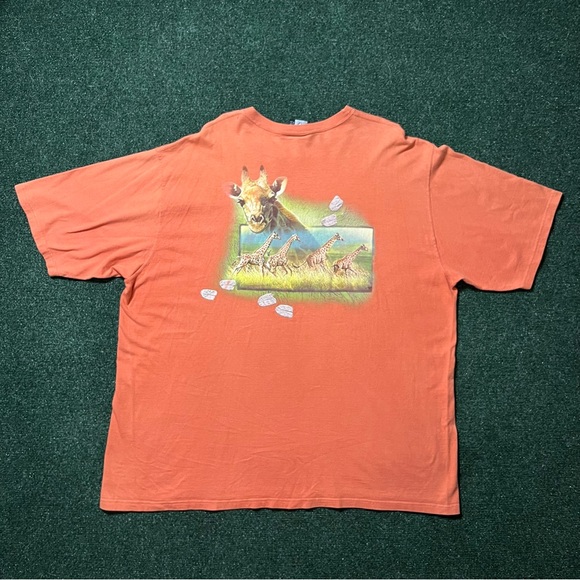 Busch Gardens Y2K Safari Giraffe Animals Nature Orange T Shirt Size XXL 26X30.5 - Picture 1 of 11